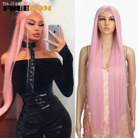 FREEDOM Synthetic Lace Wigs 38 Inch Long Straight Lace Wig Ombre Blonde Brown Pink Cosplay Wigs For Black Women [ Hot sell ] ea1voy