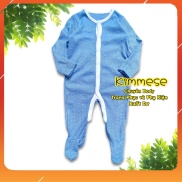 Sleepsuit Bộ Body Cho Bé Cotton George Xuất Dư Trai Xanh Trơn