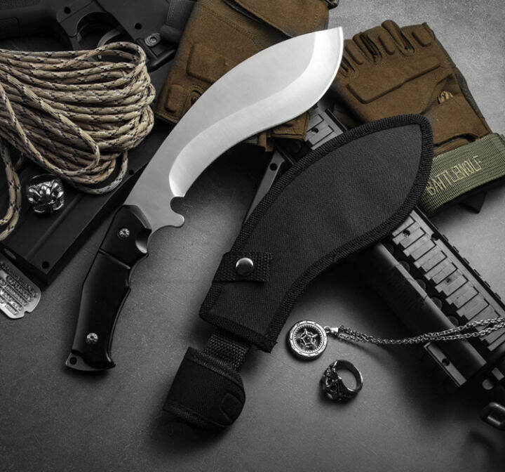 Outdoor knife Nepal high hardness portable sharp knife long saber field knife dogleg bent blade