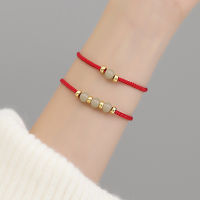 Transfer bead Hotan jade Red Rope Bracelet womens non fading Sterling Silver Bracelet design sense of niche hand rope woven rope P4IT