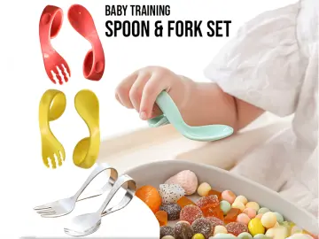 1pc Kids Spoon Set Baby Cutlery Fork Spoon Tableware Supplementary Food  Tool Khaki