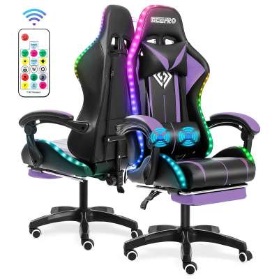 เก้าอี้เก้าอี้หมุนสำหรับเก้าอี้คอมพิวเตอร์เกมเมอร์เก้าอี้สำนักงานแสง RGB สำหรับคุณภาพสูงเก้าอี้เล่นเกม2จุดเก้าอี้เกมเมอร์นวด
