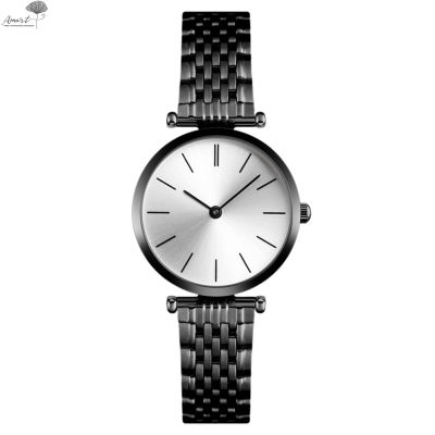 Amart Round Dial นาฬิกาควอตซ์ Minimalist สแตนเลส Casual Elegant นาฬิกาข้อมือแฟชั่นกันน้ำสำหรับ Casual Daily Use Sport Watch