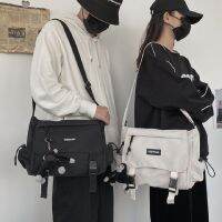 【CW】Japanese Harajuku Vintage Y2k Couples School Bag Multi-Pocket Teenager Shoulder Bag Large Capacity Zip Up Women S Messenger Bag