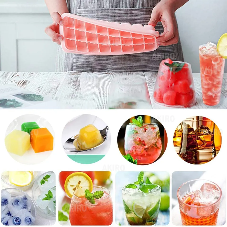 Ice Cube Tray with Lid and Storage Bin - Silicone 36 Ice Cube