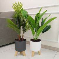 Modern Plant Pots with Wooden Legs Holder Bedroom Living Room Floor Standing Potted Flower Pot Home Garden Planters