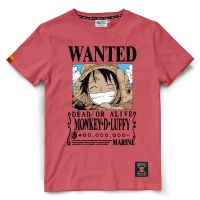 เสื้อยืดราคาถูกเสื้อยืดคอกลมDextreme T-Shirt Onepiece Wanted Luffy สีขาวS-4XL