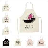 Eyelash Printed Cleaning Art Aprons Sleeveless Home Cooking Kitchen Apron Cook Wear Cotton Linen Adult Bibs Delantal Cocina Aprons