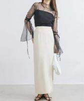 Daily order Neuna niche design elastic waist bag hip slit skirt simple Japanese mid-length skirt