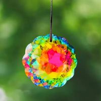 Brilliant Sun Flower 45mm Rainbow Aurora Mandala Crystal Prism Catcher Chandelier Lamp Parts Replacement Hanging Decor Pendant