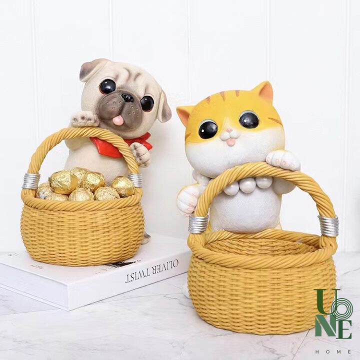 uonehome-พร้อมส่ง-h075-ตะกร้าน้องหมาและน้องแมว-วัสดุเรซิน-ตกแต่งบ้าน-ของใช้ในบ้านน่ารัก-ตะกร้าใส่ของ-ปลูกต้นไม้-กระถางดอกไม้