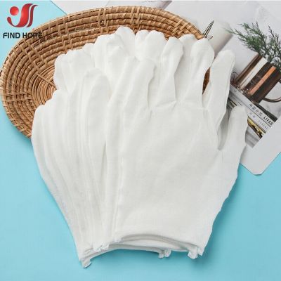 6 Pairs White New Disposable Cotton Gloves Protective Jewelry/Waiters/Drivers/Workers Lightweight Sweat Absorption Gloves