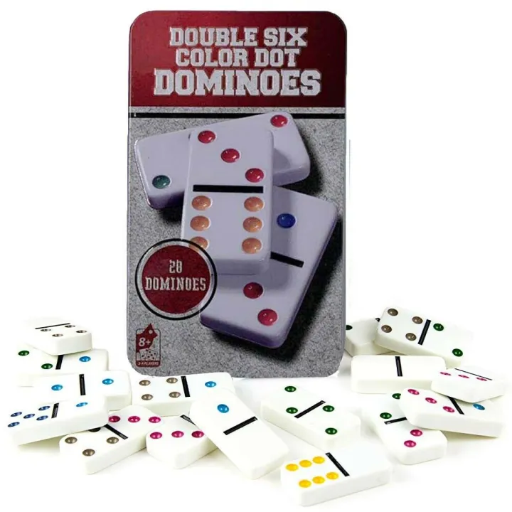 Domino: Double Six Color Dot Dominoes - 28 Piece Set, Travel Tin ...