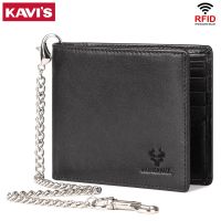 【CW】✌◊☁  Short Leather Men Wallet Large-capacity Credit Card Holder Wallets Purse with Anti-theft Chain