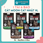 Combo 1 tải 6 bao cát Nhật Moon Cat 9L, Cát mèo đen Moon Cat 9L
