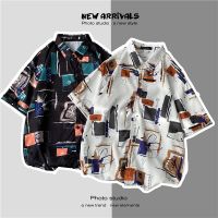 2 Color【M-3XL】Fashion Personality Printed Short Sleeve Shirts Men Loose Summer New Style Casual Hawaiian Stylish CouplesShirt