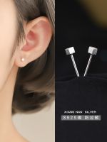 [COD] New s925 silver brushed three-dimensional square earrings niche design high-end ear piercing wholesale women