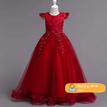 Red gown for flower girl sale