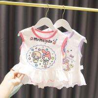 Summer Princess Style Baby Sleeveless T-Shirt Girls Cartoon Cut Tops