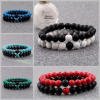 Hot Distance Bracelets Lovers Couples Matching Gifts Matte Agate 8mm Bead Stone