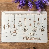 26 ซม. Deer Bell Merry Christmas DIY Craft Layering Stencils สีผนังสมุดภาพแสตมป์ลายนูนอัลบั้มตกแต่งแม่แบบ-mu xuan trade