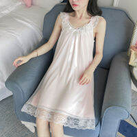 Pajamas Womens Summer Thin y Cotton Slip Nightdress Dress Korean Students with Chest Pad Lace Homewear