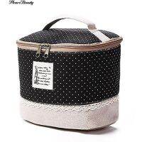 ☺♡ Travel Dot Floral เครื่องสำอางค์แต่งหน้ากระเป๋าจัดกระเป๋าจัดเก็บกล่องเก็บอาหารกลางวัน