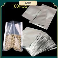 EILEEN 100PCS เงิน อุปกรณ์ครัว เกรดอาหาร กระเป๋าเก็บของ ถุงซีลความร้อน เครื่องซีลสูญญากาศ ถุงอลูมิเนียมฟอยล์