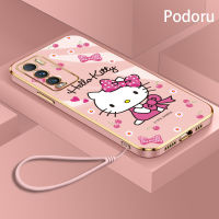 เคส OPPO Realme GT Master Q3 Pro K9เรียบง่ายสุดหรูชุบทองเคสโทรศัพท์ Hello Kitty กรอบซิลิโคน TPU นิ่ม