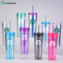 5 STARBUCKS Reusable Venti 24 OZ Frosted Ice Cold Drink Cup