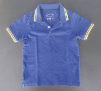เสื้อโปโลเด็กแขนสั้น GIORDANO Junior 110 สกรีนลาย สีน้ำเงิน 4-5 ปี (สินค้ามือสอง สภาพดี)