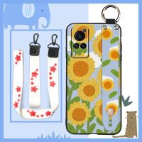 Wrist Strap Back Cover Phone Case For VIVO X60 Original sunflower New Arrival Durable Shockproof Dirt-resistant Lanyard