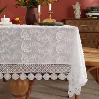 French Lace Tablecloth White Cotton Table Cloth Stereo Embroidery Table Cloth Coffee Table Cover Wedding Decoration