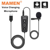 MAMEN Voice-changing Recording MIC Type-C Plug Lavalier Microphone with 6 Sound Effect for Android iOS Smartphone Live Streaming