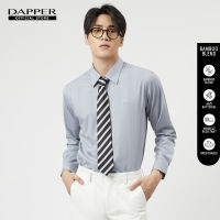 DAPPER เสื้อเชิ้ตแขนยาว BAMBOO BLEND ลายทาง ทรง Smart Fit สีเทา