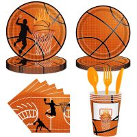 Basketball Birthday Party Disposable Tableware Basketball Paper Plates Cup Tableware Set Happy Boy Sporting Birthday Parti Decor