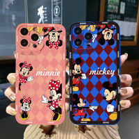 เคสป้องกันสำหรับ Samsung Galaxy A04E A14 A24 A34 A54 A33 A53 A73 5กรัม A72 A52S A31 A51 A71 A11 A50ลายสก๊อตมิกกี้มินนี่ขอบสี่เหลี่ยมคลุมเต็มเลนเน่เคสป้องกัน