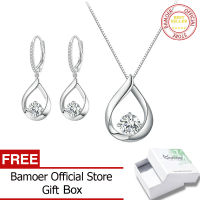 BAMOER 925เงินสเตอร์ลิงน้ำหยด Moissanite สร้อยคอต่างหูสำหรับผู้หญิงของขวัญชุดเครื่องประดับที่ดี ZHS316