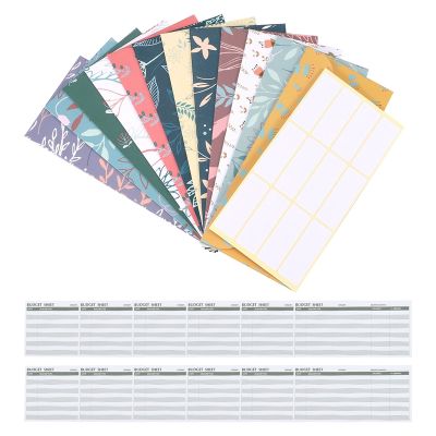 12 Pack Budget Envelopes Laminated Cash Envelope System for Money Savings with Budget Sheets for Finance Record