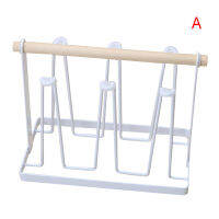 Cup Drying Rack Stand Non-slip Iron Art Hook Mugs Cups Glasses Organizer with Wood Handle LB88