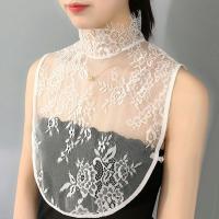 【cw】 New Ladies Fake Collar Sheer Floral Neck Half-Shirt Top