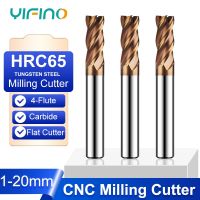 YIFINO HRC65 การเคลือบโลหะผสม 4 ร่องทังสเตนเหล็กคาร์ไบด์เครื่องตัดมิลลิ่งด้านล่างแบน CNC เครื่องจักรกล Endmills พิเศษ