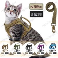 Cat Harness AdjustableTactical Harnesses vest Leash Set Walking Breathable Mesh Pet clothes for Large Kitten Cats &amp; Small Dog Adhesives Tape