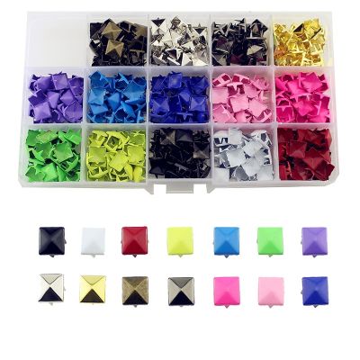 【CW】 420pcs Colorful 9mm Square Pyramid Claws Rivets For Leather Punk Spikes And Studs Clothes Bag Belt Diy Accessory