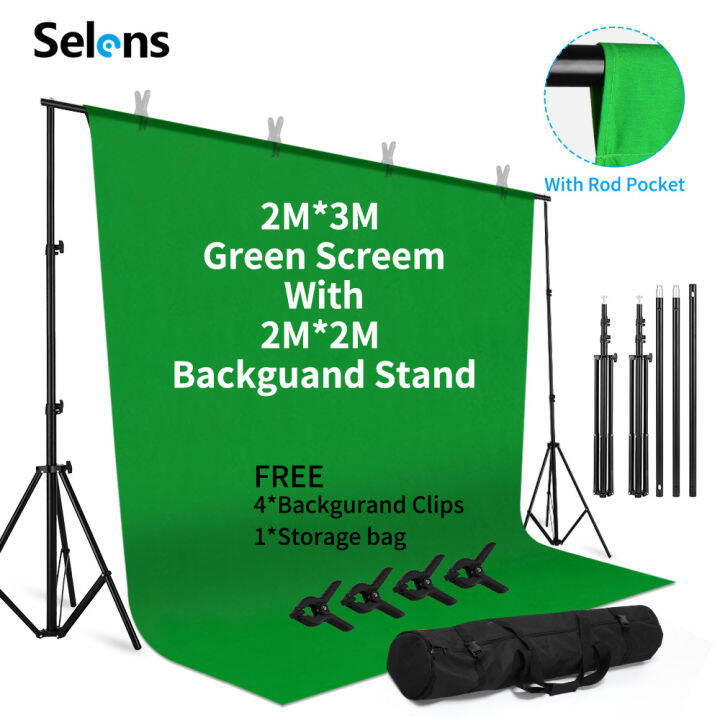 【Free Shipping+Delivery in 72 hours】Selens 2x3m Green Screen With Stand