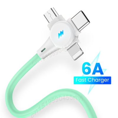 Chaunceybi 1/2m 3 In 1 USB Data Cable USB/Type C/8 Pin Kable for iPhone Charger 6A 66W Fast Charging Cord 14 13 P50