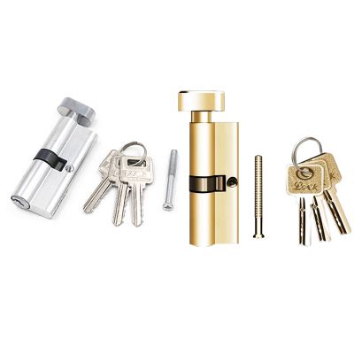 ❁☑﹉ 2pcs Thumb Turn Cylinder Euro Barrel Door Locks Anti Pick Anti Drill Brass Thumbturn Locks