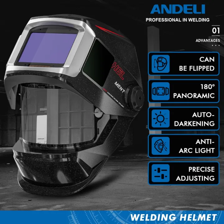 ANDELI Large View Welding Helmet Flip Up Auto Darkening Welding With