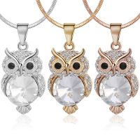 Rose Gold Crystal Owl Necklace