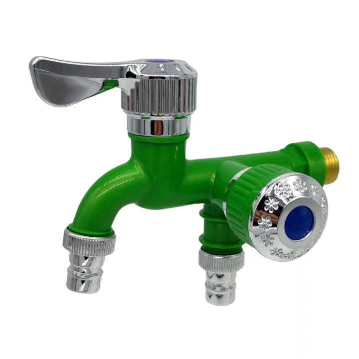 Dual Control Faucet Double Outlet Water Tap 1/2" Universal Interface Connector Home Bathroom